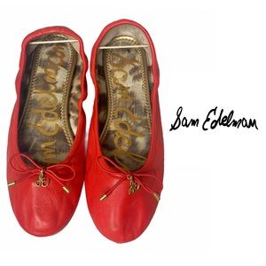 Sam Edelman Felicia Red Leather Ballet Flats 6.5 M